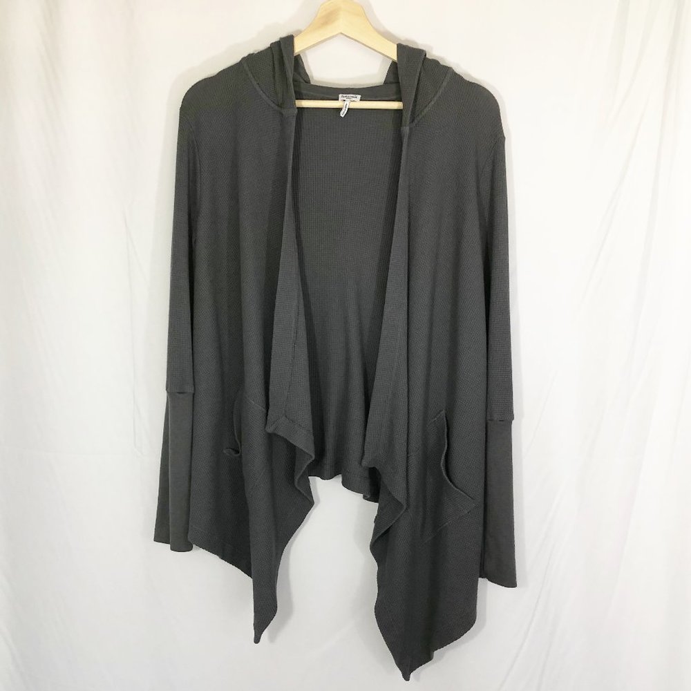 SPLENDID Draped Waffle-Knit Thermal Hoodie Small